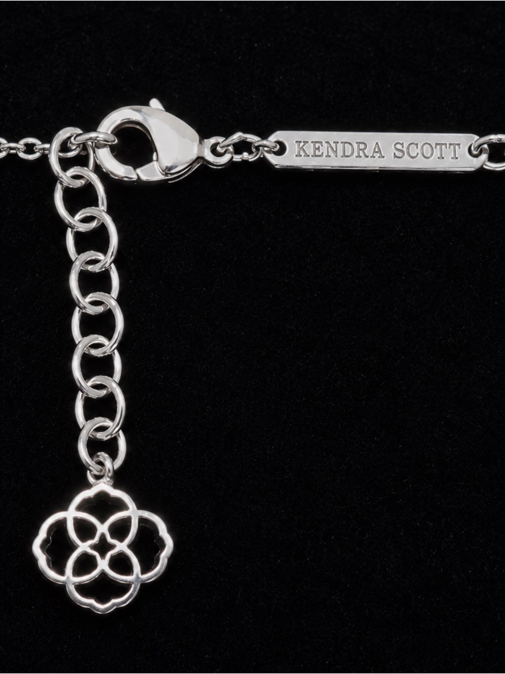 Authentic Kendra Scott Silver-Tone Black Faceted Pendant Necklace - Picture 3 of 3